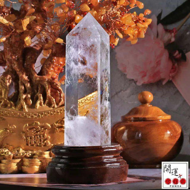 【開運方程式】天然巴西頂級白水晶柱W62(白水晶柱的能量較尖銳集中快速)