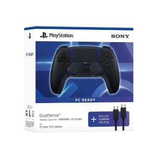 【SONY 索尼】PS5 DualSense 無線控制器 午夜黑+USB Cable for PC 台灣公司貨