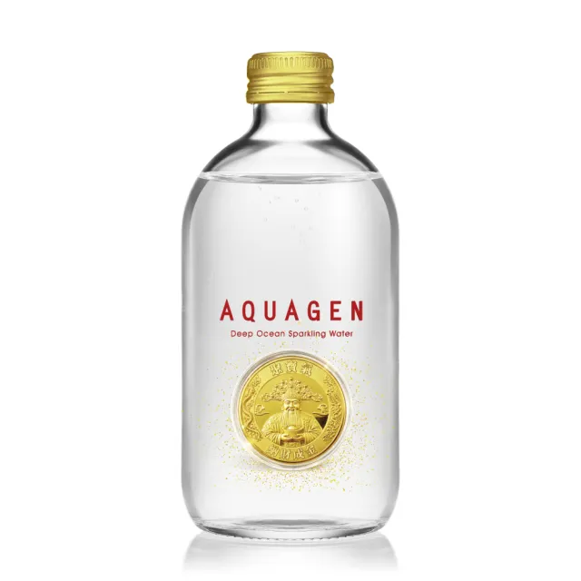 【AQUAGEN】海洋深層氣泡飲/氣泡水330mlx24入-氣定財聚限定版(聚財金雞12瓶 & 金運錢母12瓶)