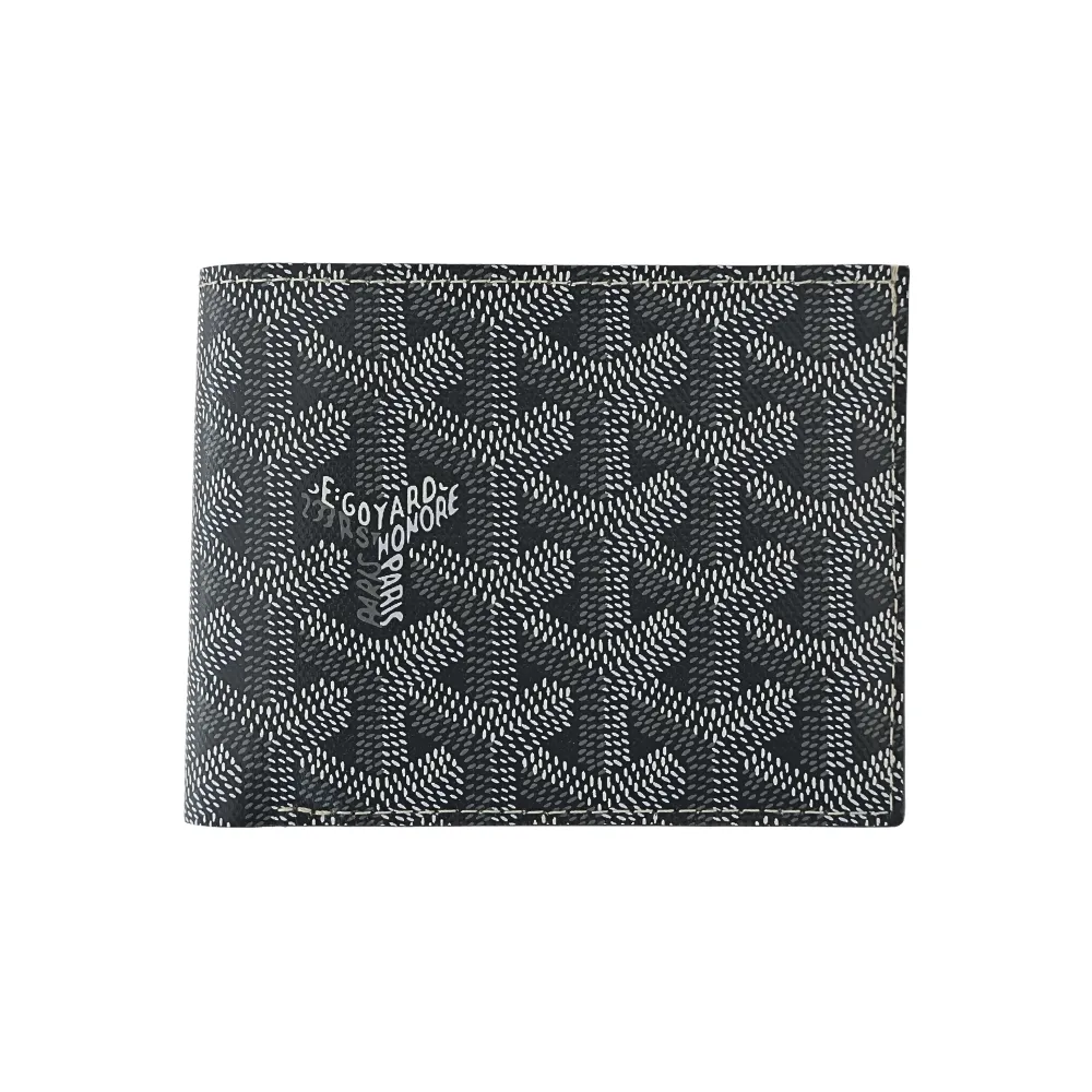【GOYARD 高雅德】Victoire 帆布LOGO牛皮八卡短夾(灰/內裡淺灰)