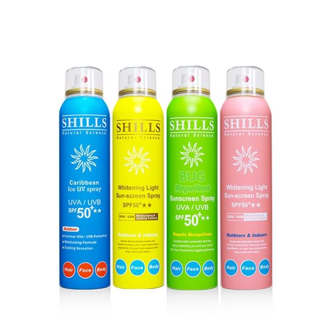 【SHILLS 舒兒絲】很耐曬防曬冰鎮噴霧4入組SPF50＋★★★★★(防曬噴霧/涼感降溫)
