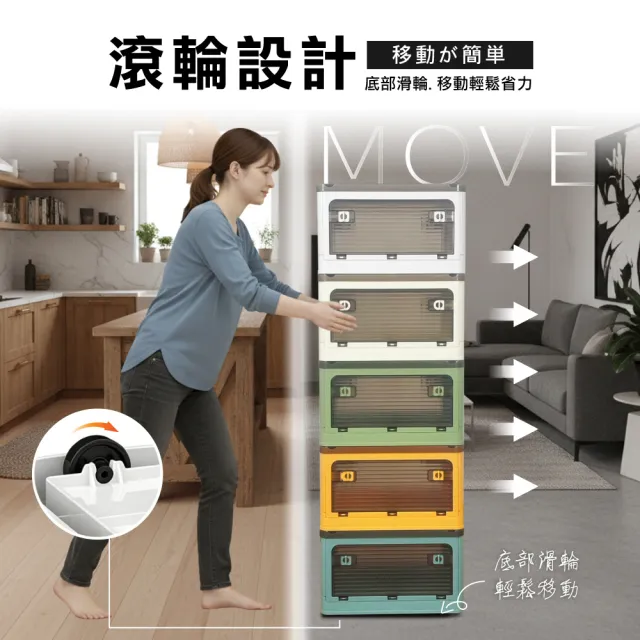 【ONE HOUSE】20L 藤原五開門巨無霸折疊收納箱(可疊加/掀蓋整理箱/收納櫃)