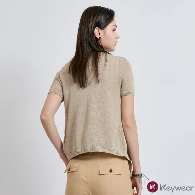 【KeyWear 奇威名品】質感排釦設計短袖針織外套(共3色)