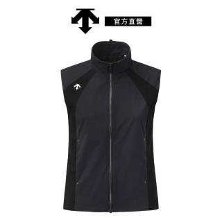 【DESCENTE】GOLF 迪桑特 ACMT 女士 弧線立領高爾夫背心(黑色)