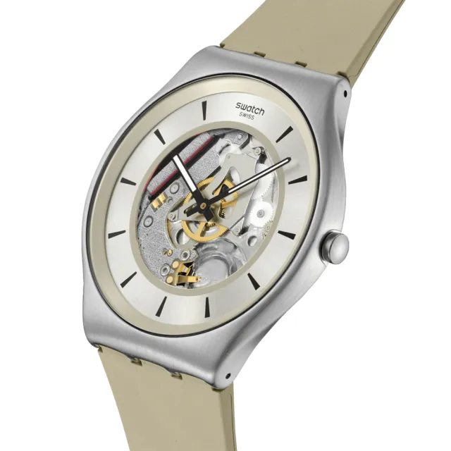 【SWATCH】QUARTZICLE 超薄金屬手錶/男錶/女錶/瑞士製造 SS07S145(42mm)