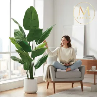 【Floral M】招財納福天堂鳥180cm大型仿真植栽(贈花盆)(仿真樹/免澆水/室內佈置/居家裝飾/招財擺設)