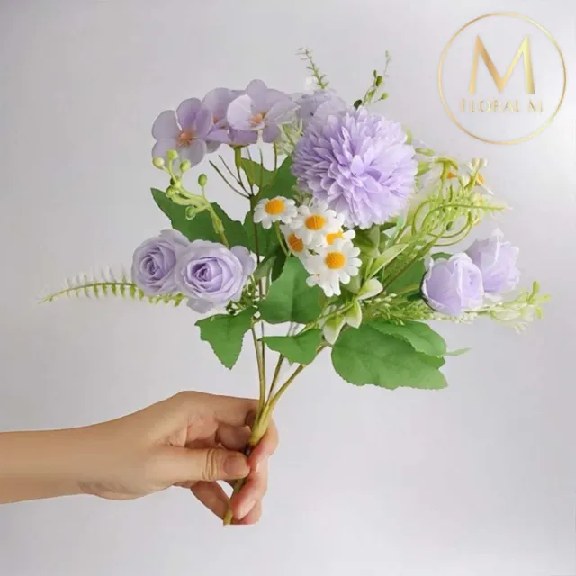 【Floral M】法式小花園玫瑰洋甘菊花束仿真花花材1入組(人造花/仿真花/假花/花藝DIY/裝飾花材)