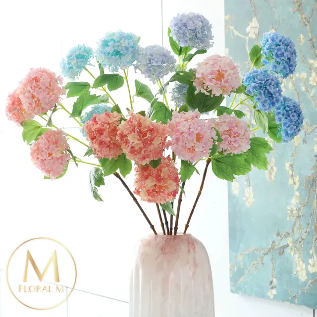 【Floral M】京都夏日繡球深海藍仿真花花材1入組(人造花/仿真花/假花/花藝DIY/裝飾花材)