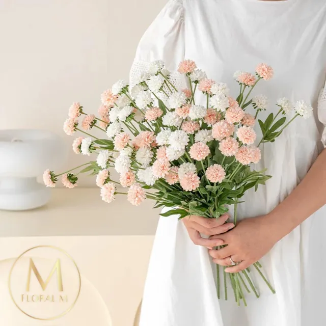 【Floral M】夏日繽紛圓舞曲乒乓菊仿真花花材1入組(人造花/仿真花/假花/花藝DIY/裝飾花材)