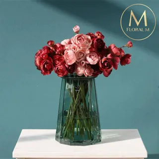【Floral M】法式浪漫復古茶花仿真花花材6入組(人造花/仿真花/假花/花藝DIY/裝飾花材)