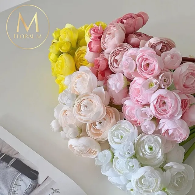 【Floral M】法式浪漫復古茶花仿真花花材6入組(人造花/仿真花/假花/花藝DIY/裝飾花材)