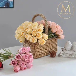 【Floral M】法式西麗雅玫瑰仿真花花材10入組(人造花/仿真花/假花/花藝DIY/裝飾花材)