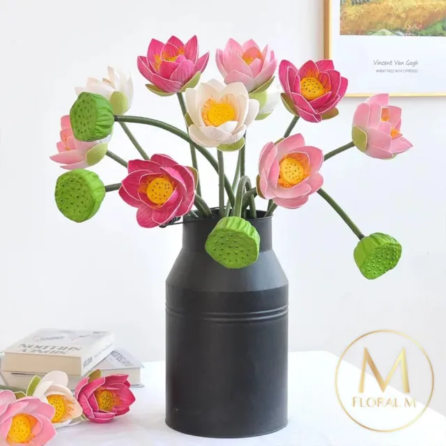 【Floral M】日式上野公園荷花仿真花花材1入組(人造花/仿真花/假花/花藝DIY/裝飾花材)