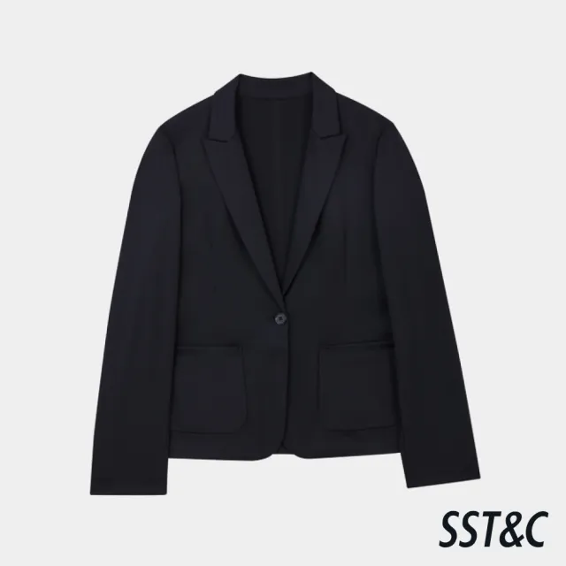 【SST&C】女裝 可機洗_黑色織紋修身版西裝外套01012503005(換季65折)