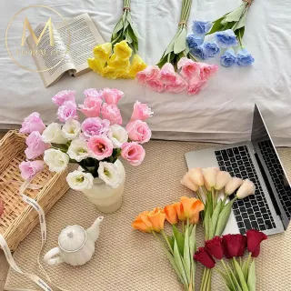 【Floral M】夏日野餐氣息洋桔梗浪漫紫仿真花花材7入組(人造花/仿真花/假花/花藝DIY/裝飾花材)