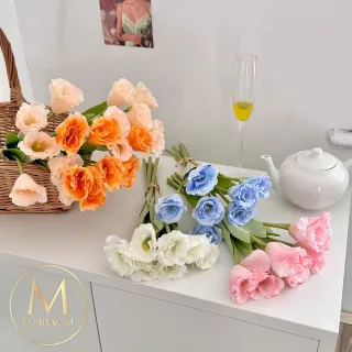 【Floral M】夏日野餐氣息洋桔梗溫柔白仿真花花材7入組(人造花/仿真花/假花/花藝DIY/裝飾花材)