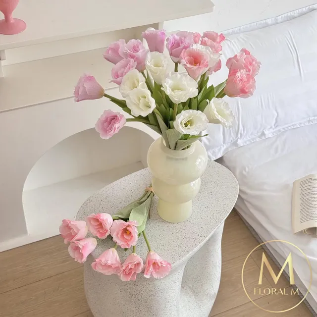 【Floral M】夏日野餐氣息洋桔梗溫柔白仿真花花材7入組(人造花/仿真花/假花/花藝DIY/裝飾花材)