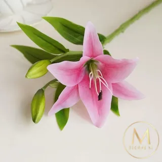 【Floral M】法式花仙女Lily香水百合蜜桃粉仿真花花材1入組(人造花/仿真花/假花/花藝DIY/裝飾花材)