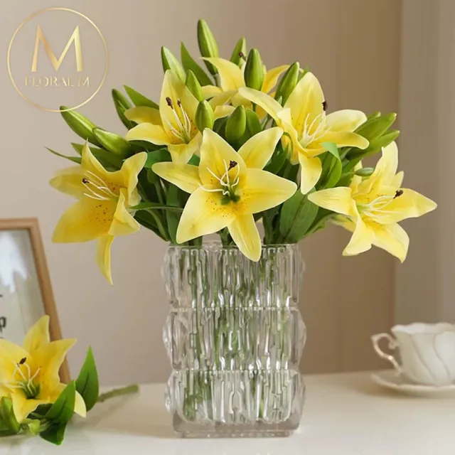 【Floral M】法式花仙女Lily香水百合奶油黃仿真花花材1入組(人造花/仿真花/假花/花藝DIY/裝飾花材)