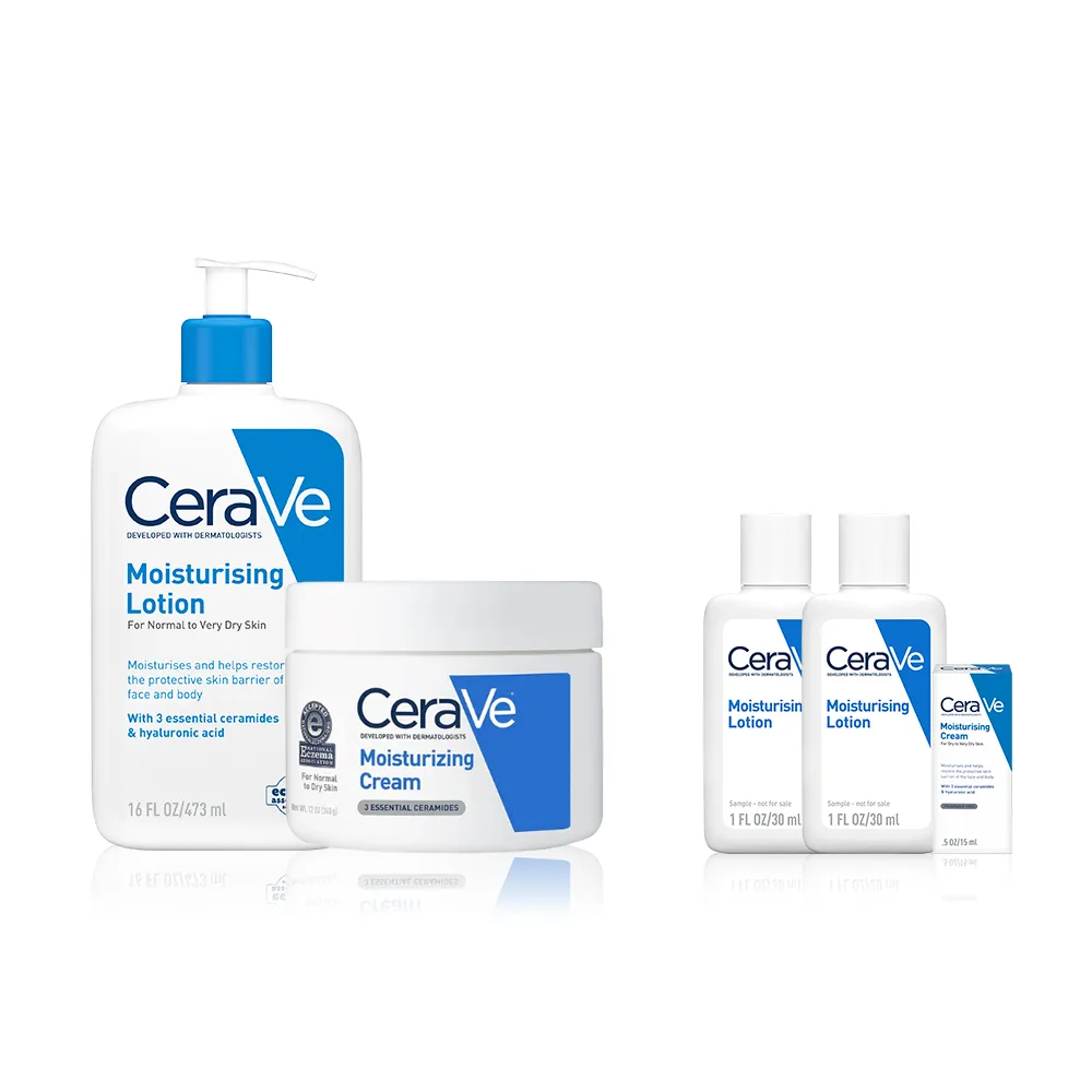 【CeraVe 適樂膚】冠軍常銷組★長效清爽保濕乳473ml +長效潤澤修護霜340g_C(臉部身體乳液)