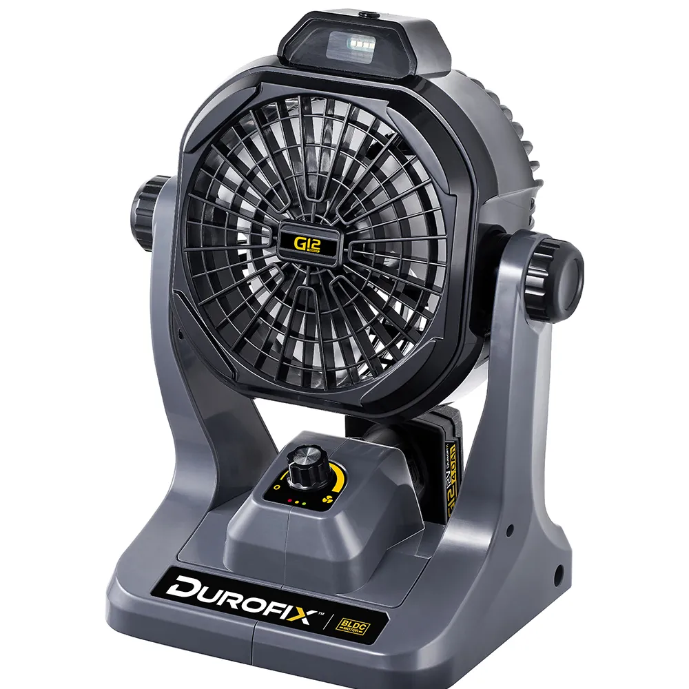 【Durofix 德克斯】RZ1290 G12 無刷鋰電風扇 Type-C雙充電 磁吸彈簧夾 LED照明 露營/工地/釣魚 1年保固