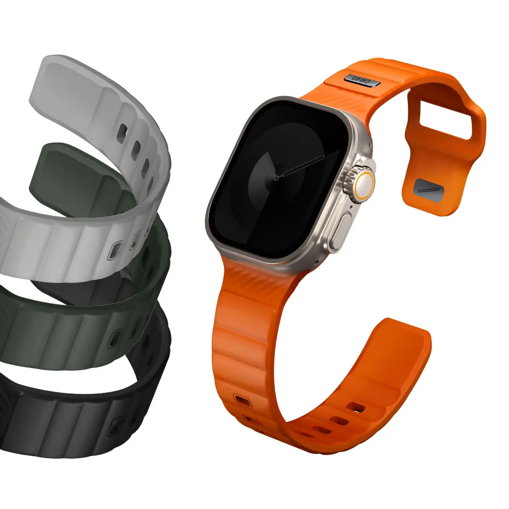 【UNIQ】Apple Watch Stride SE 防水FKM橡膠不鏽鋼高質感錶帶 白色夜光(S11- 1代、Ultra 1-3代、SE1-3代)