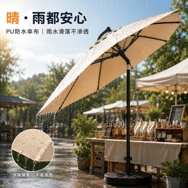 【DaoDi】戶外遮陽傘 防雨可轉向 擺攤太陽傘 套裝組9尺8骨(野餐傘 庭院傘 海灘傘 休閒傘)