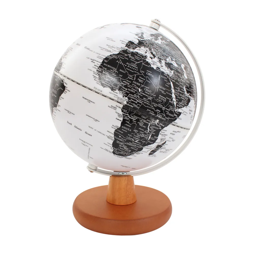 【SkyGlobe】SkyGlobe 8吋白色海洋日式木質底座地球儀(英文版)