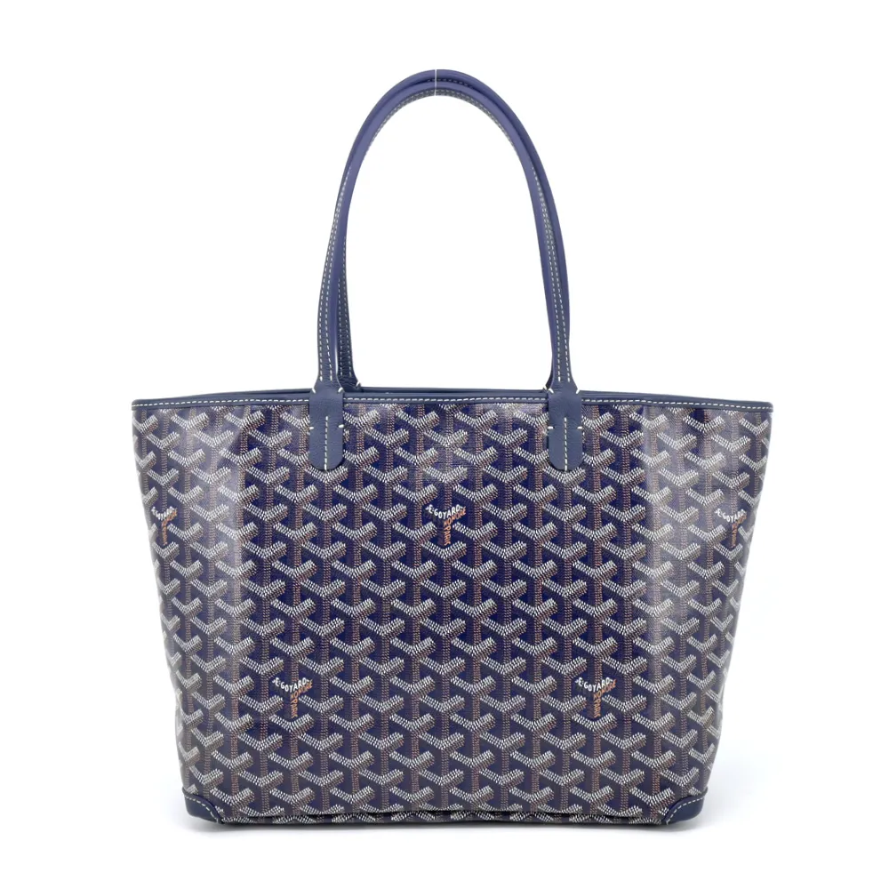 【GOYARD 高雅德】ARTOIS帆布LOGO拉鍊購物包(小/海軍藍)