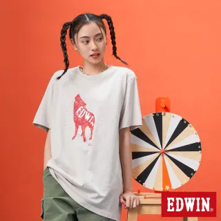 【EDWIN】男女裝 網路獨家↘狼嚎EDWIN短袖T恤(淺卡其)