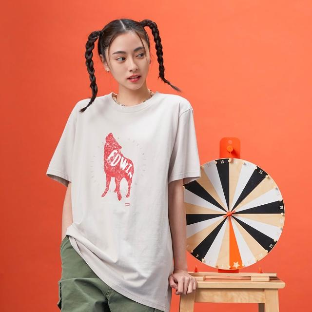 【EDWIN】男女裝 網路獨家↘狼嚎EDWIN短袖T恤(淺卡其)