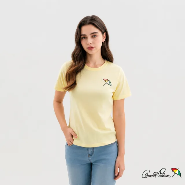 【Arnold Palmer 雨傘】女裝-100%純棉經典小傘印刺繡印花LOGO短袖圓領T-shirt(多款選)