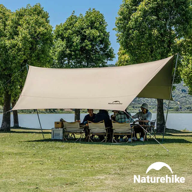 【Naturehike】云霄Lite150D鈦黑膠防水遮陽天幕 附帳桿 八角450x430cm WS015