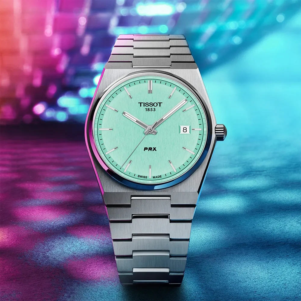 【TISSOT 天梭】PRX 薄荷綠色石英款手錶 手錶 618年中慶 推薦(T137.410.11.091.01)