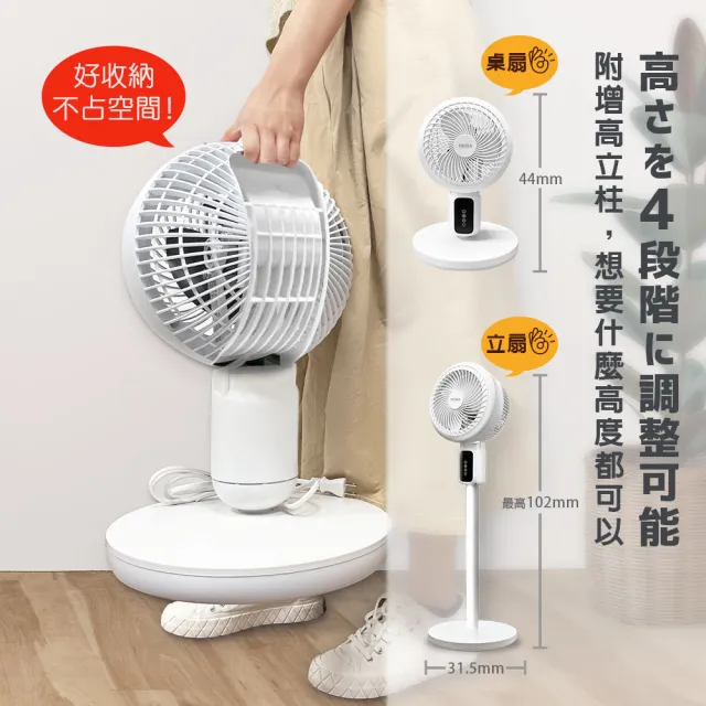 【TAIGA 大河】全方位3D 擺頭送風 座立兩式空氣循環風扇/創風機(CB1141)