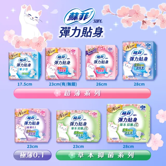 【Sofy 蘇菲】彈力貼身極薄0.1cm潔翼日用(23CM/18片 x 8包/組)
