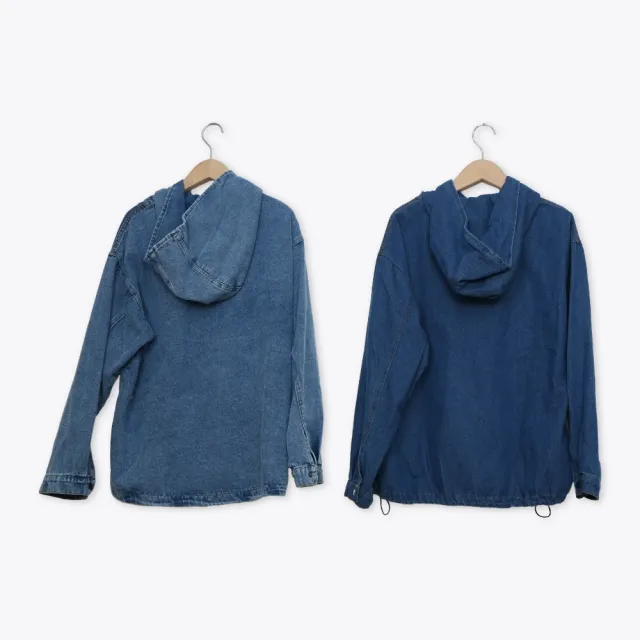 【MASTINA】連帽休閒牛仔外套 藍 深藍 (魅力商品)