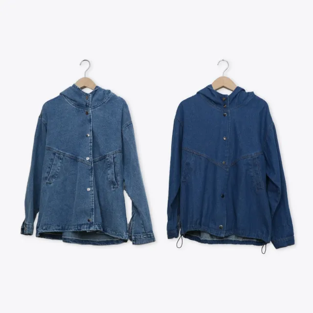 【MASTINA】連帽休閒牛仔外套 藍 深藍 (魅力商品)