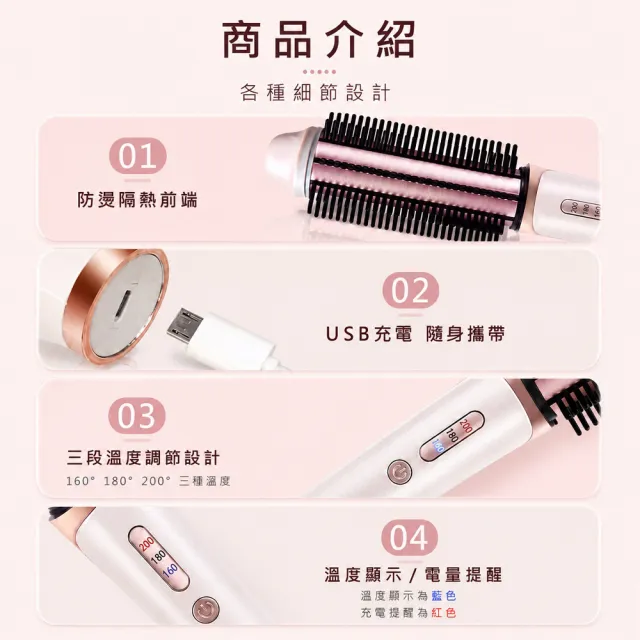 【SAMPO 聲寶】無線陶瓷直捲兩用造型器/捲髮器/直髮梳/離子梳(HC-Z1705L)