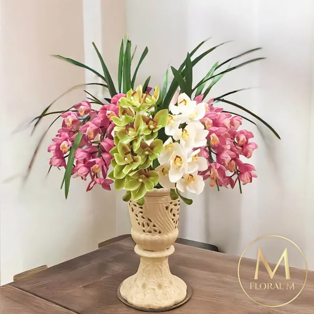 【Floral M】居家輕奢高級蝴蝶蘭公主粉仿真花花材1入組(人造花/仿真花/假花/花藝DIY/裝飾花材)