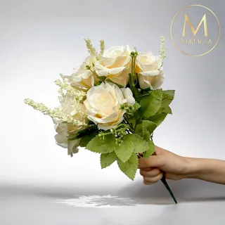 【Floral M】英式卡爾玫瑰檸檬黃仿真花花材1入組(人造花/仿真花/假花/花藝DIY/裝飾花材)