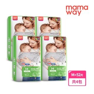 【mamaway 媽媽餵】紙尿褲/黏貼式 Mx52片 4包(嬰兒尿布/寶寶黏貼式尿褲)