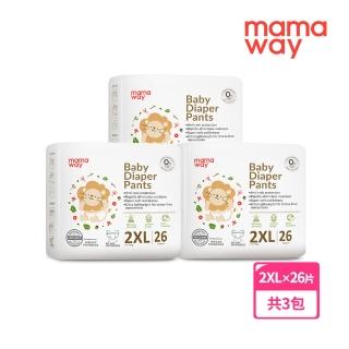 【mamaway 媽媽餵】一拉褲/褲型尿布 2XLx26片 3包(嬰兒尿布/寶寶褲型尿布/拉拉褲)