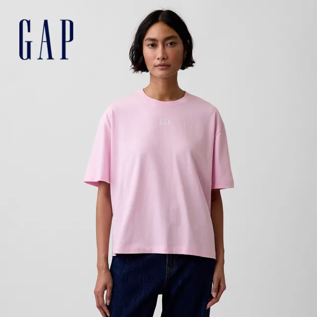 【GAP】女裝 寬鬆版型Gap LOGO長版短袖T恤-多色任選(899175)