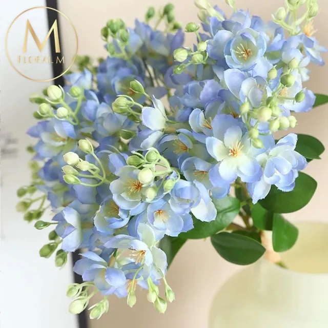 【Floral M】夏日經典茉莉花清新藍仿真花花材1入組(人造花/仿真花/假花/花藝DIY/裝飾花材)