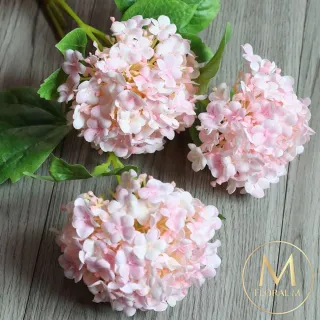 【Floral M】京都夏日繡球木槿粉仿真花花材1入組(人造花/仿真花/假花/花藝DIY/裝飾花材)
