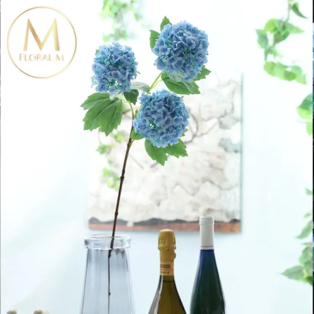 【Floral M】京都夏日繡球碎冰藍仿真花花材1入組(人造花/仿真花/假花/花藝DIY/裝飾花材)
