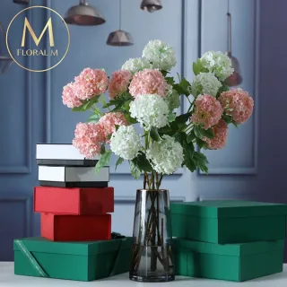 【Floral M】京都夏日繡球夕陽橙仿真花花材1入組(人造花/仿真花/假花/花藝DIY/裝飾花材)