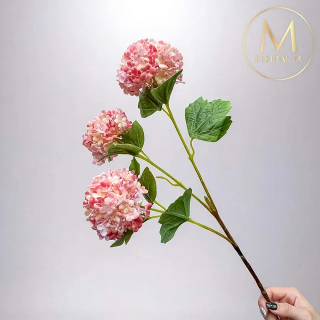 【Floral M】京都夏日繡球夕陽橙仿真花花材1入組(人造花/仿真花/假花/花藝DIY/裝飾花材)