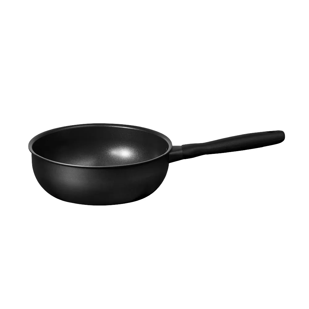 【MEYER 美亞】全黑陽極陶瓷 深炒鍋24cm 不沾鍋 鎧甲系列(IH/電磁爐適用/鍋深8cm)